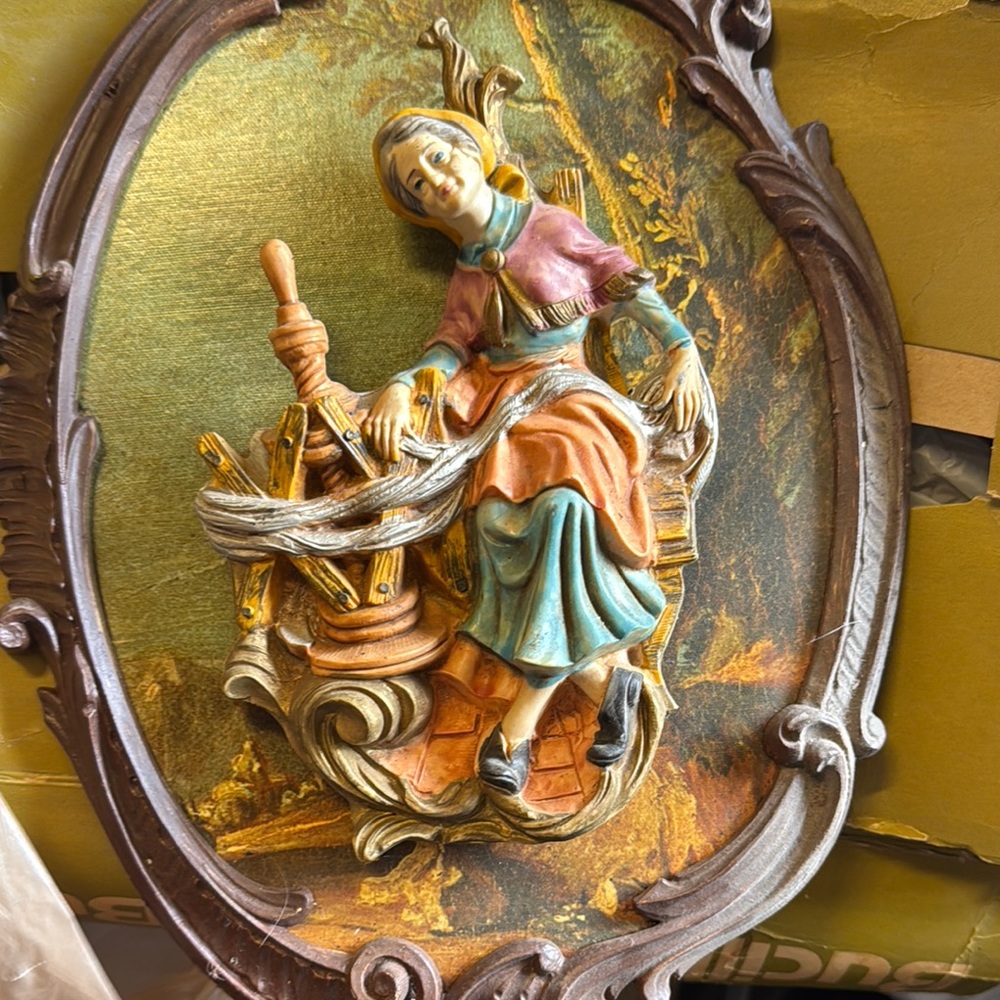 Empire Vintage Wall Plaques from Italy with Figurines